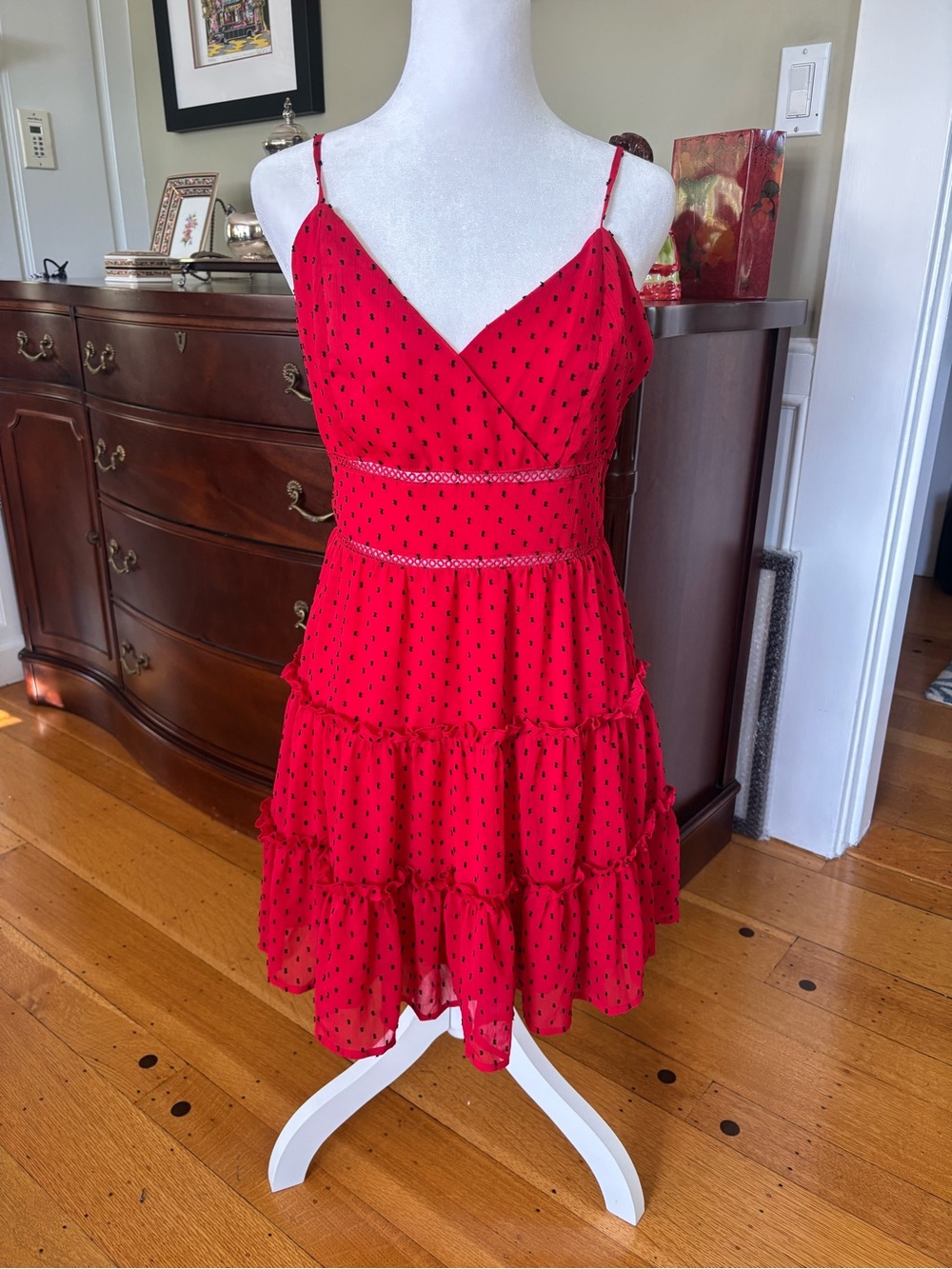 Ruffled polka dot mini dress